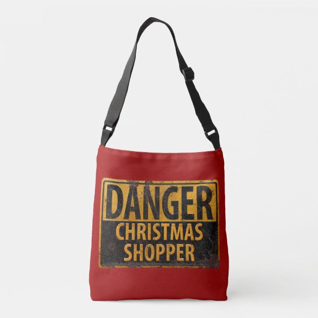 DANGER Christmas Shopper - Metal Warning Sign Crossbody Bag (Back)