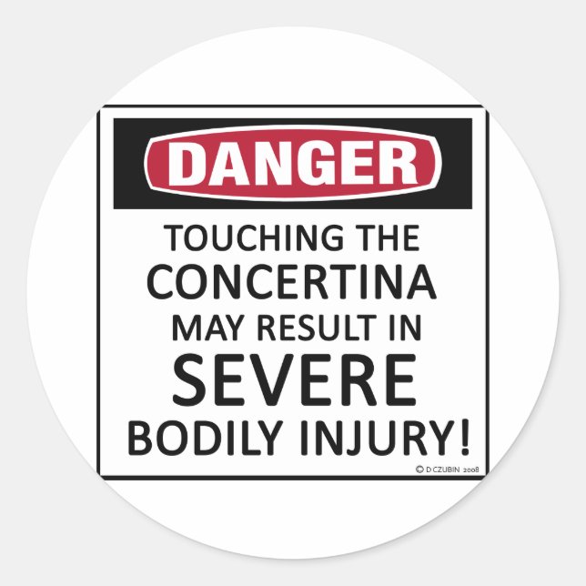 Danger Concertina Classic Round Sticker (Front)