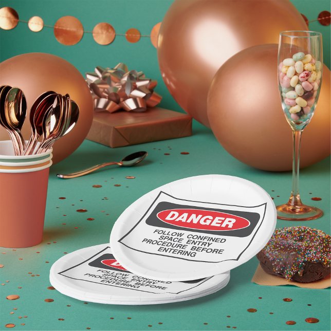 Danger Confined Space Entry Safety Warning Paper Plate (Creator Uploaded)