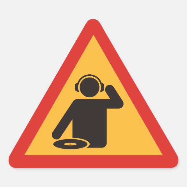 Danger DJs at Work Triangle Sticker (Front)