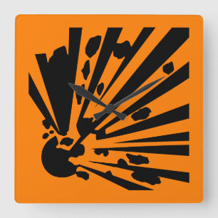 Danger - explosive - danger alarm flag warning square wall clock