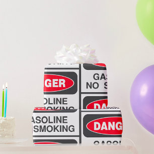 Danger Gasoline No Smoking Sign Wrapping Paper