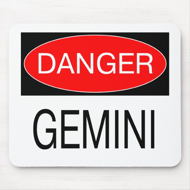 Danger - Gemini Funny Astrology T-Shirt Hat Mug Mouse Mat (Front)