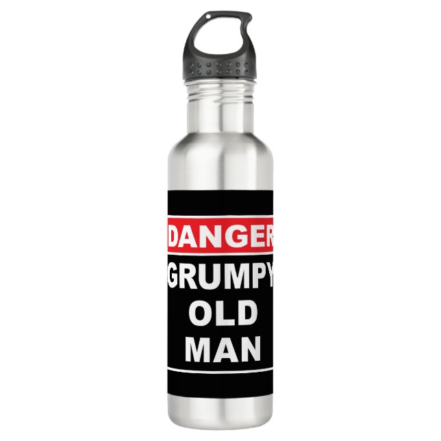 Danger: Grumpy Old Man - Funny Gag Joke Gift 710 Ml Water Bottle (Front)