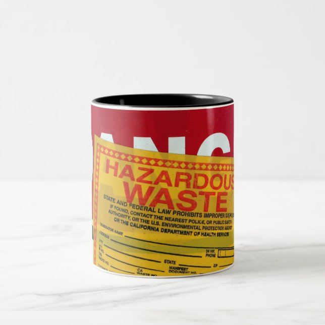 Danger Hazardous Waste Two-Tone Coffee Mug (Center)