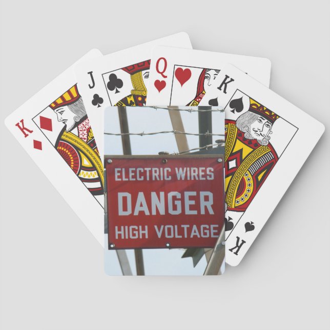 Danger High Voltage Electric Wires Playing Cards (Back)