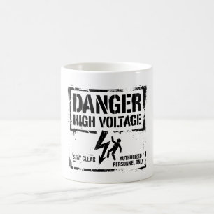 Danger High Voltage Industrial Brutalist Graphic S Coffee Mug