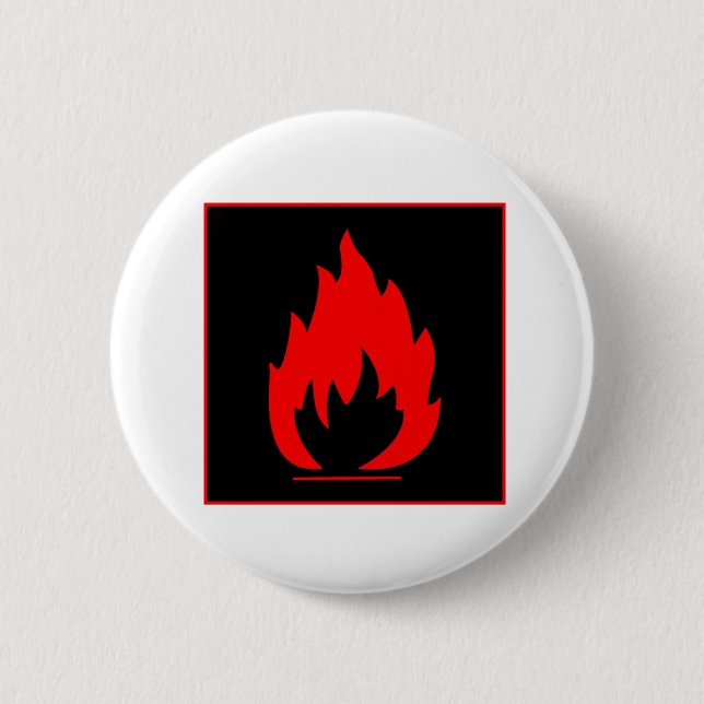 Danger Highly Flammable Warning Sign Chemical Burn 6 Cm Round Badge (Front)