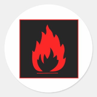Danger Highly Flammable Warning Sign Chemical Burn Classic Round Sticker