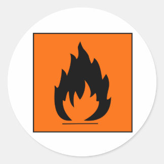 Danger Highly Flammable Warning Sign Chemical Burn Classic Round Sticker