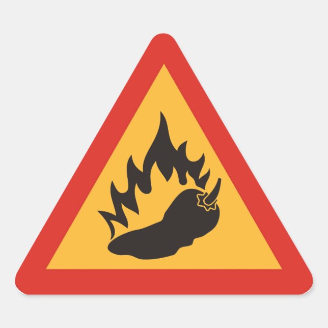 Danger hot chilli pepper triangle sticker (Front)