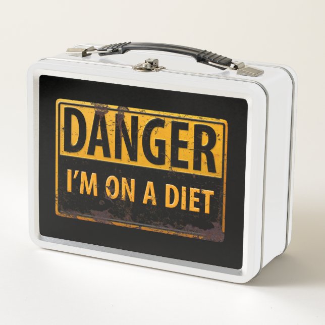 DANGER, I'm on a Diet  Metal Warning Sign Metal Lunch Box (Front)