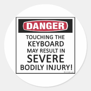 Danger Keyboard Classic Round Sticker