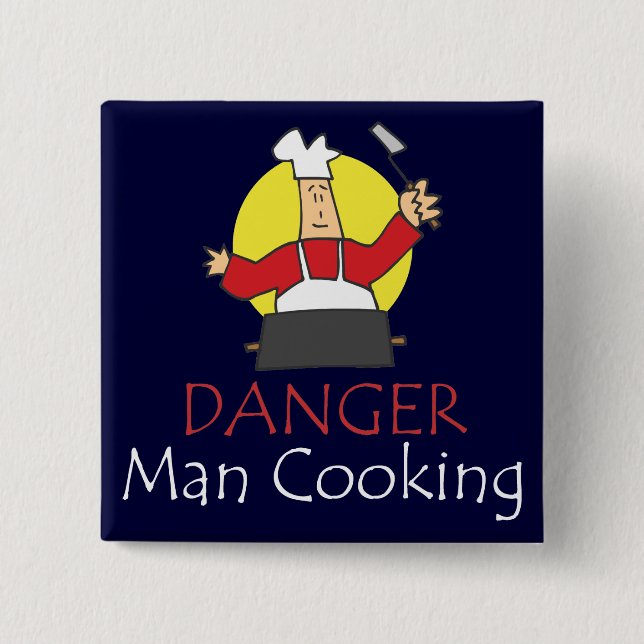 Danger Man Cooking 15 Cm Square Badge (Front)