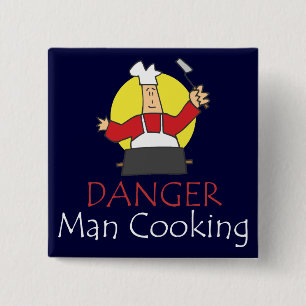 Danger Man Cooking 15 Cm Square Badge