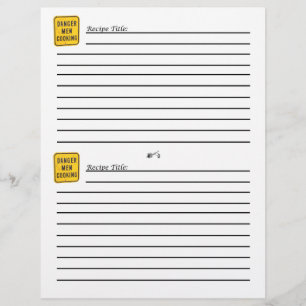 Danger: Men Cooking Recipe Card
