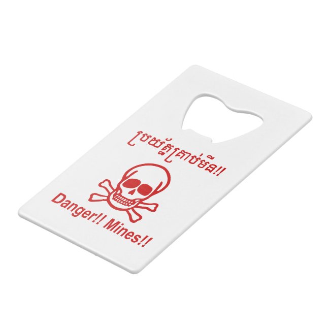 Danger!! Mines!! ☠ Cambodian Khmer Sign ☠ (Front Angled)
