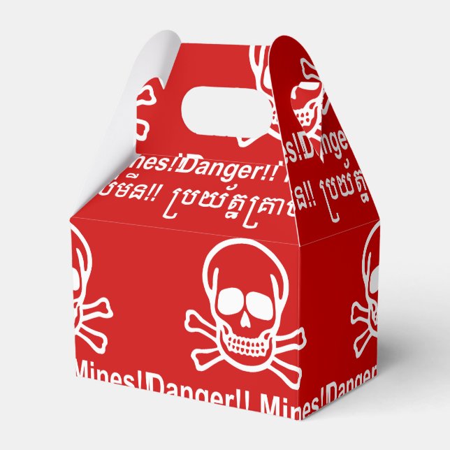 Danger!! Mines!! ☠ Cambodian Khmer Sign ☠ Favour Box (Front Side)