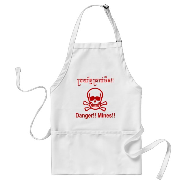 Danger!! Mines!! ☠ Cambodian Khmer Sign ☠ Standard Apron (Front)