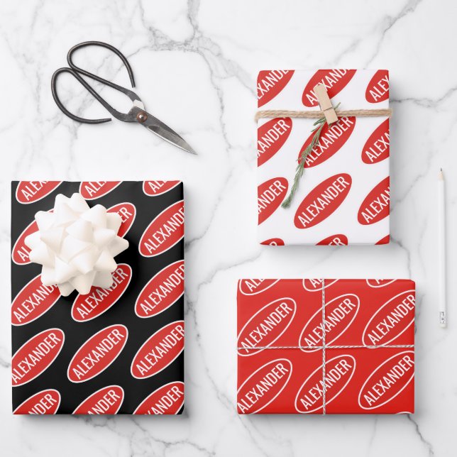 DANGER: NAME/WORD CUSTOMIZE Funny Unique Novelty  Wrapping Paper Sheet (Front)