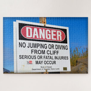 DANGER - NO CLIFF DIVING - HAWAII 20x30 - 1014 pc Jigsaw Puzzle