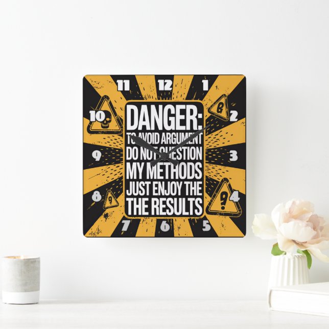Danger: No Method Questions, Results Square Wall Clock (Home)
