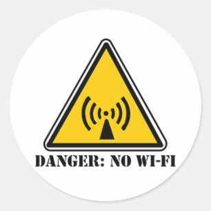 Danger No Wi-Fi Sign Classic Round Sticker