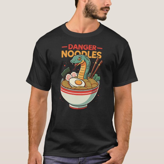 Danger Noodles Snake Ramen Funny Reptile Lover T-Shirt (Front)