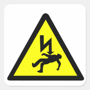 Danger of Electric Shock Symbol Square Sticker