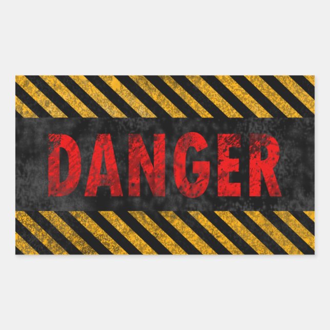 Danger Rectangular Sticker (Front)