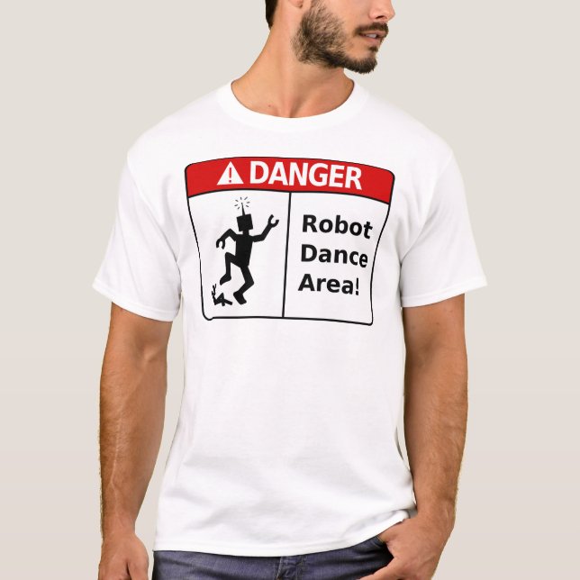 DANGER Robot Dance Area! (Men's T-Shirt) T-Shirt (Front)