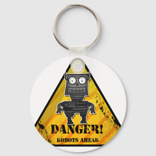 Danger! Robots Ahead Key Ring