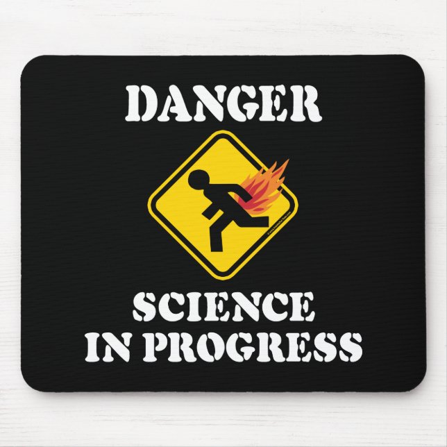 Danger Science in Progress - Flaming Fart Humour Mouse Mat (Front)