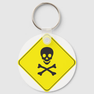 DANGER - SKULL AND BONES SYMBOL KEY RING