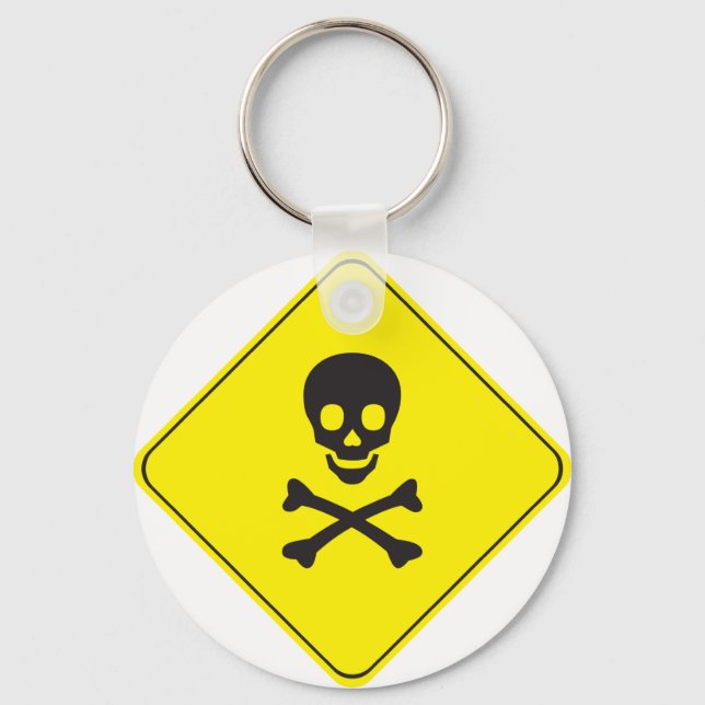 DANGER - SKULL AND BONES SYMBOL KEY RING (Front)