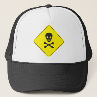 DANGER - SKULL AND BONES SYMBOL TRUCKER HAT