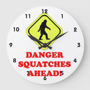 Danger Squatches ahead Large Clock