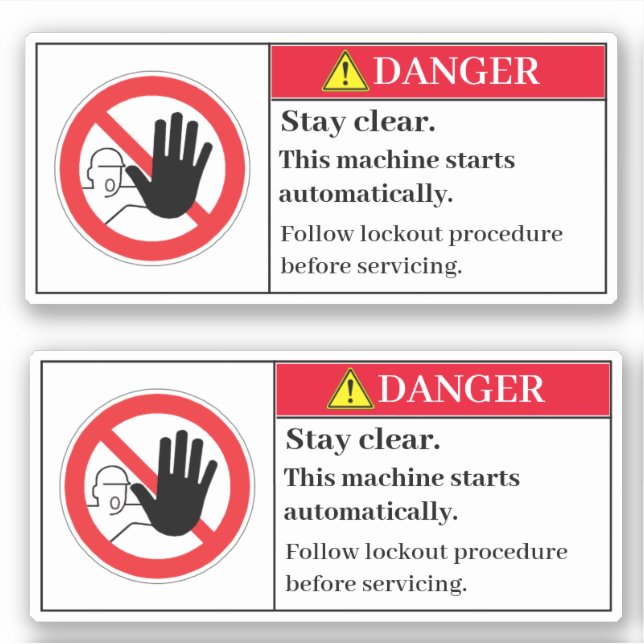 Danger Stay Clear Label (Front)