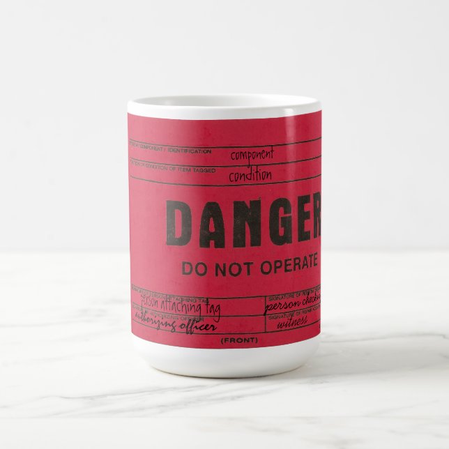 Danger Tag Customisable Coffee Mugs (Center)