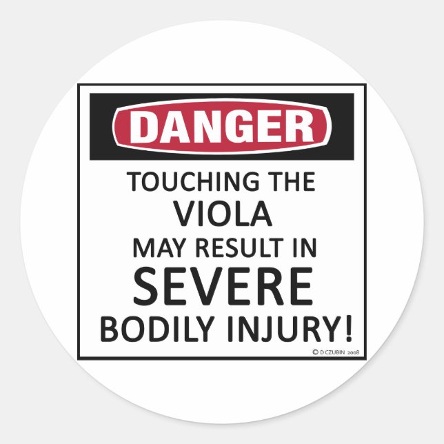 Danger Viola Classic Round Sticker (Front)