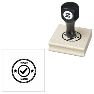DANGER Warning Hazard Alert Red Ink Colour Wood Ar Rubber Stamp