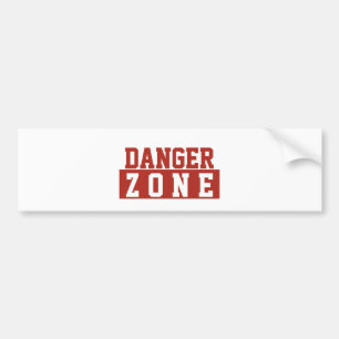 Danger Zone / Minimalist Modern Plain Red White Bumper Sticker