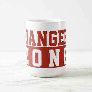 Danger Zone / Minimalist Modern Plain Red White Coffee Mug