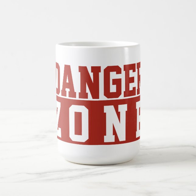 Danger Zone / Minimalist Modern Plain Red White Coffee Mug (Center)