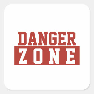 Danger Zone / Minimalist Modern Plain Red White Square Sticker