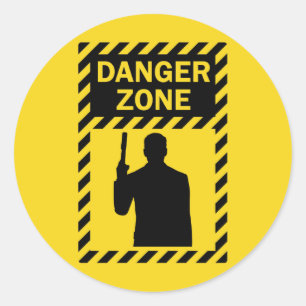 DANGER ZONE! - Sign and Silhouette Classic Round Sticker
