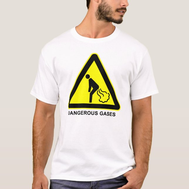 Dangerous Gases Warning Sign T-Shirt (Front)