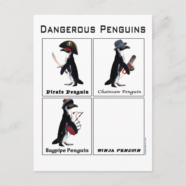 dangerous penguins postcard (Front)