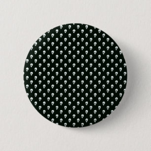 Dangerous white skull on retro black surface 6 cm round badge