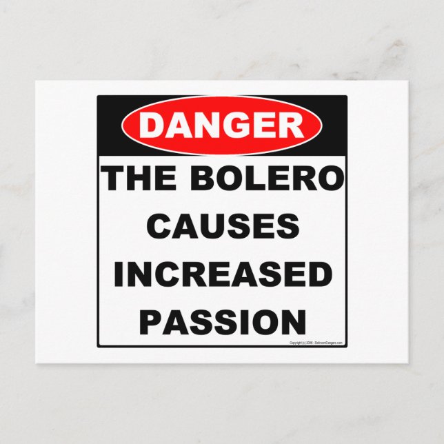 Dangers of Bolero Postcard (Front)